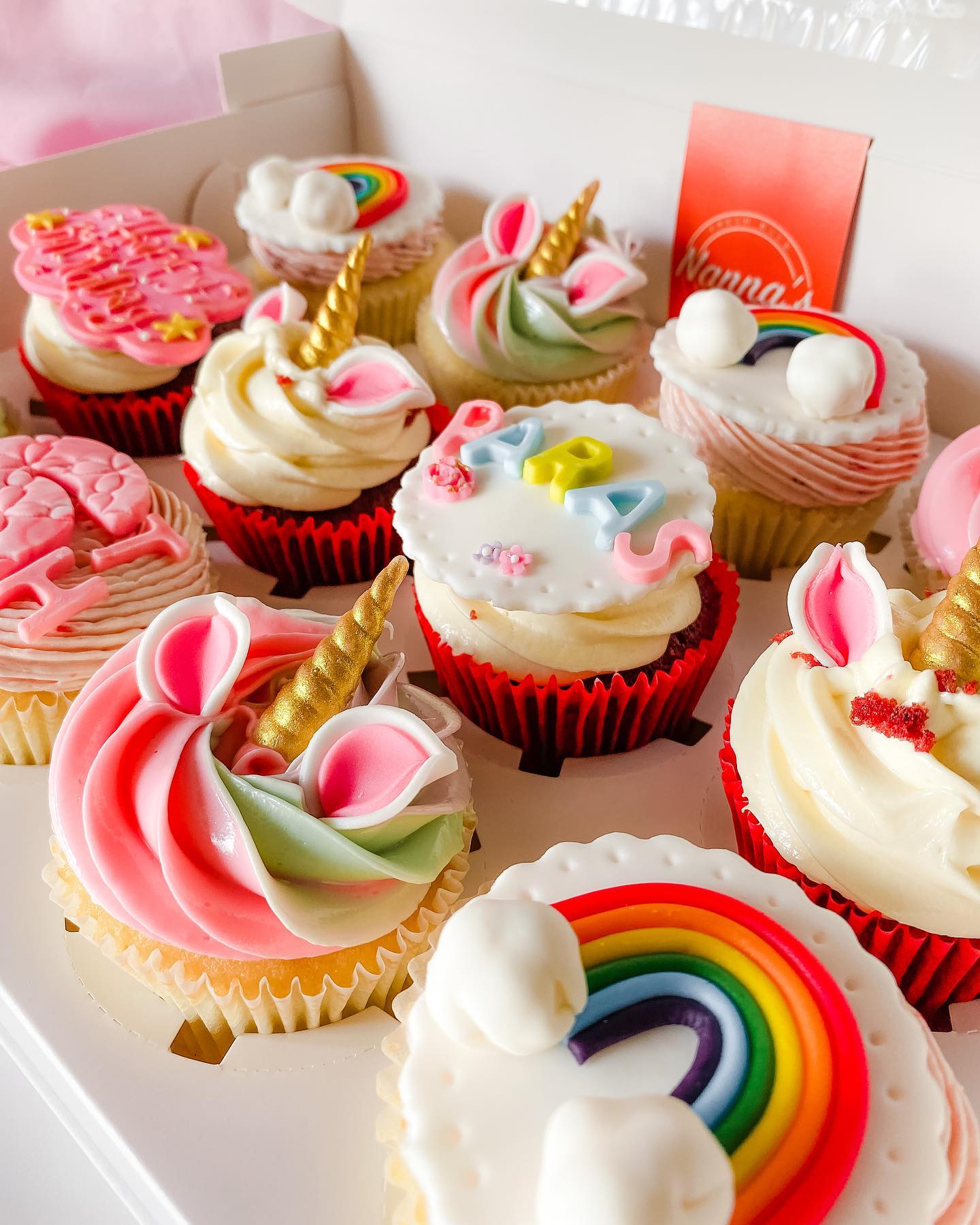Unicorn cupcakes up close